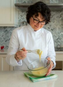 Colleen making mayonnaise